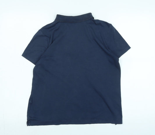 Lands' End Womens Blue Cotton Basic Polo Size S Collared - Logo