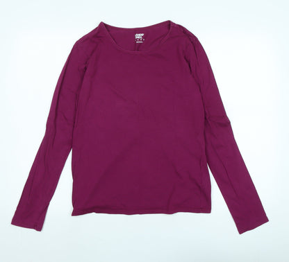 Lands' End Womens Purple Cotton Jersey T-Shirt Size S Scoop Neck - Logo