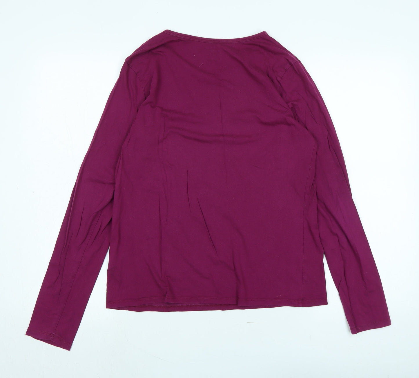 Lands' End Womens Purple Cotton Jersey T-Shirt Size S Scoop Neck - Logo