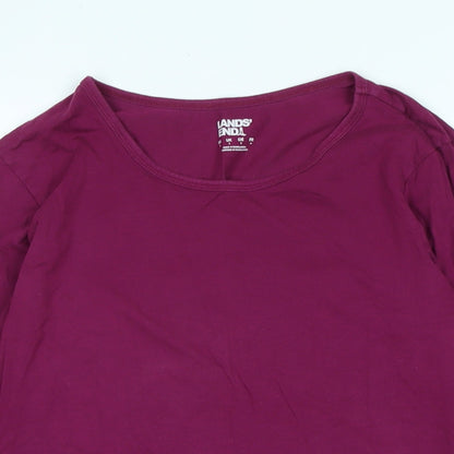 Lands' End Womens Purple Cotton Jersey T-Shirt Size S Scoop Neck - Logo