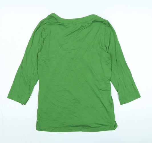 EAST Womens Green Cotton Jersey T-Shirt Size 12 Scoop Neck - Logo