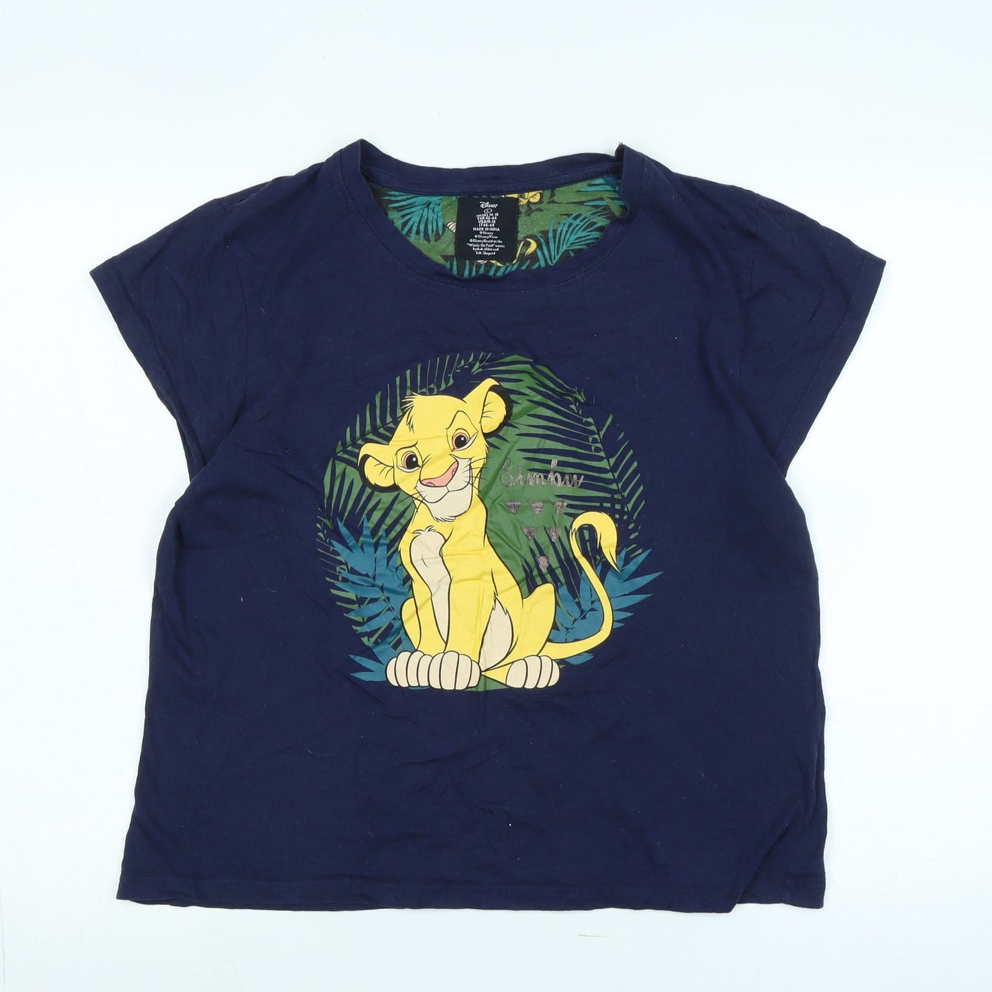 Womens UK Size M Disney Blue Basic T-Shirt