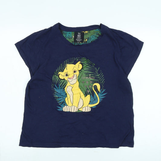 Womens UK Size M Disney Blue Basic T-Shirt