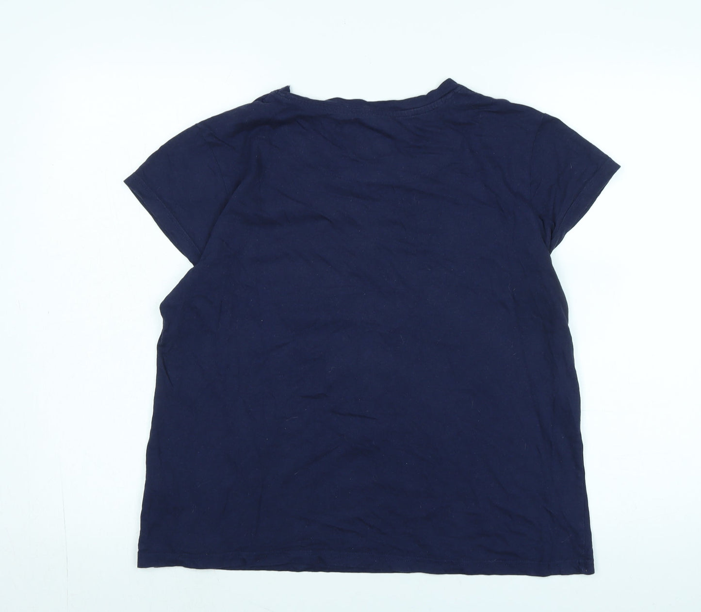 Womens UK Size M Disney Blue Basic T-Shirt