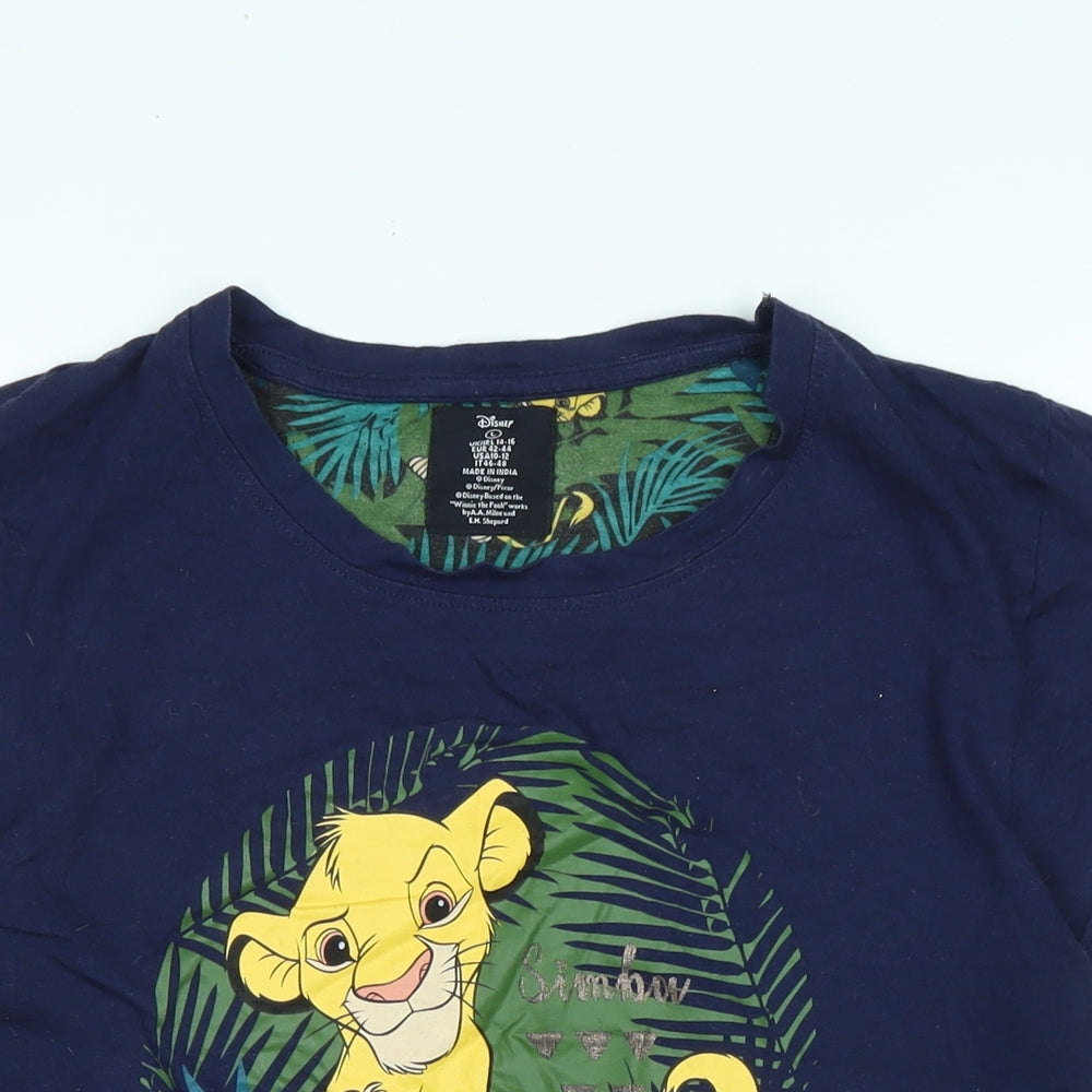 Womens UK Size M Disney Blue Basic T-Shirt