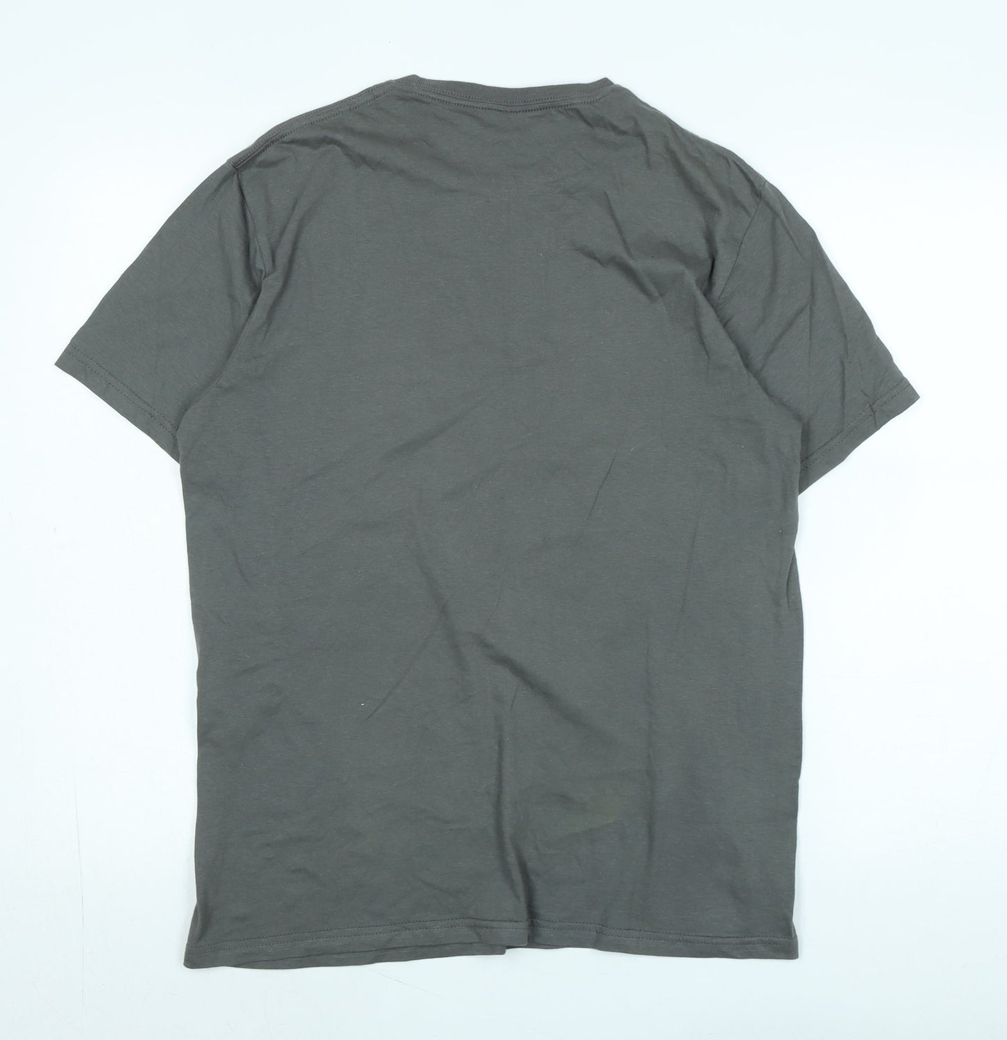 Stranger things Mens Grey Cotton T-Shirt Size M Crew Neck - Logo - Hellofire club