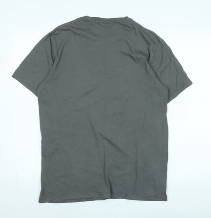 Stranger things Mens Grey Cotton T-Shirt Size M Crew Neck - Logo - Hellofire club