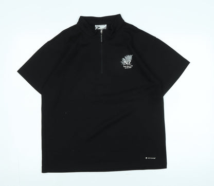 Kiwi Silver Mens Black Polyester T-Shirt Size S Mock Neck - Logo