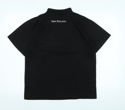 Kiwi Silver Mens Black Polyester T-Shirt Size S Mock Neck - Logo