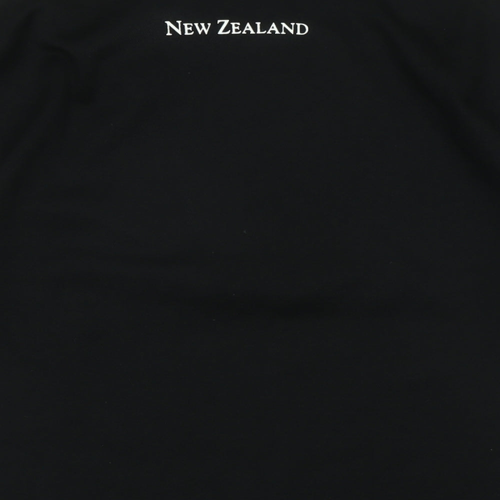 Kiwi Silver Mens Black Polyester T-Shirt Size S Mock Neck - Logo