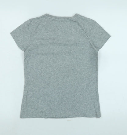 Pani Fiunk Womens Grey Cotton Basic T-Shirt Size L Crew Neck - Logo - I Surf