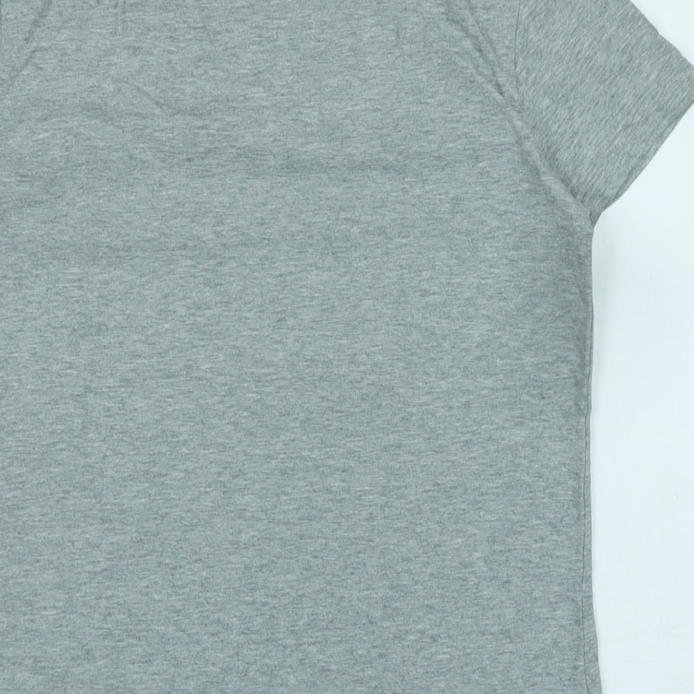 Pani Fiunk Womens Grey Cotton Basic T-Shirt Size L Crew Neck - Logo - I Surf
