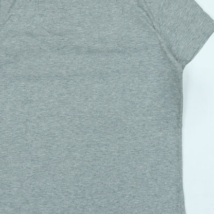Pani Fiunk Womens Grey Cotton Basic T-Shirt Size L Crew Neck - Logo - I Surf