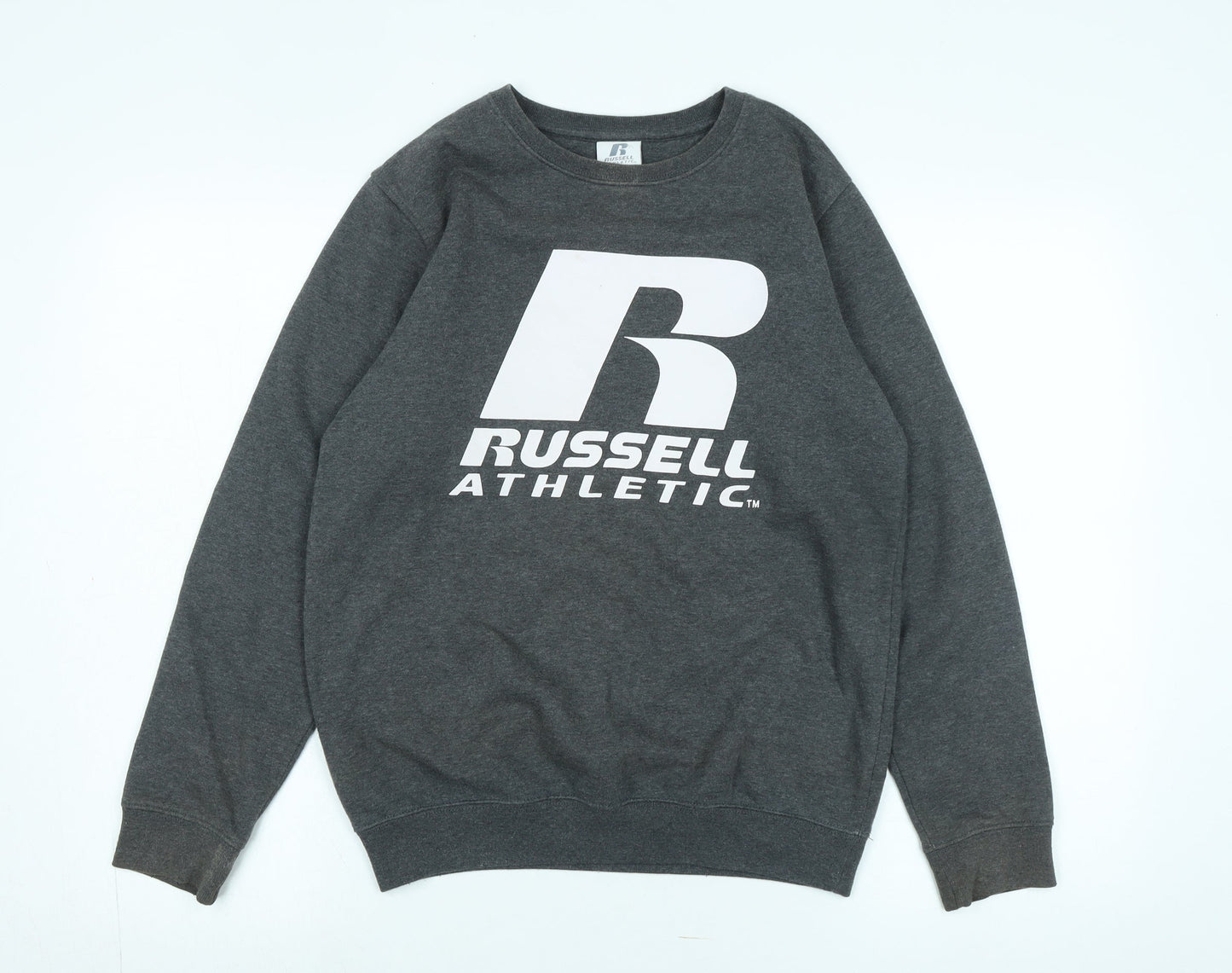 Russell Athletic Boys Grey Cotton Pullover Sweatshirt Size 12-13 Years - Logo