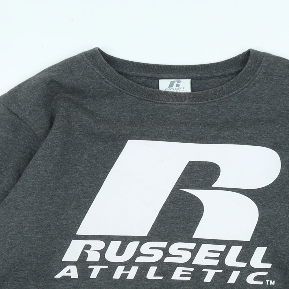 Russell Athletic Boys Grey Cotton Pullover Sweatshirt Size 12-13 Years - Logo