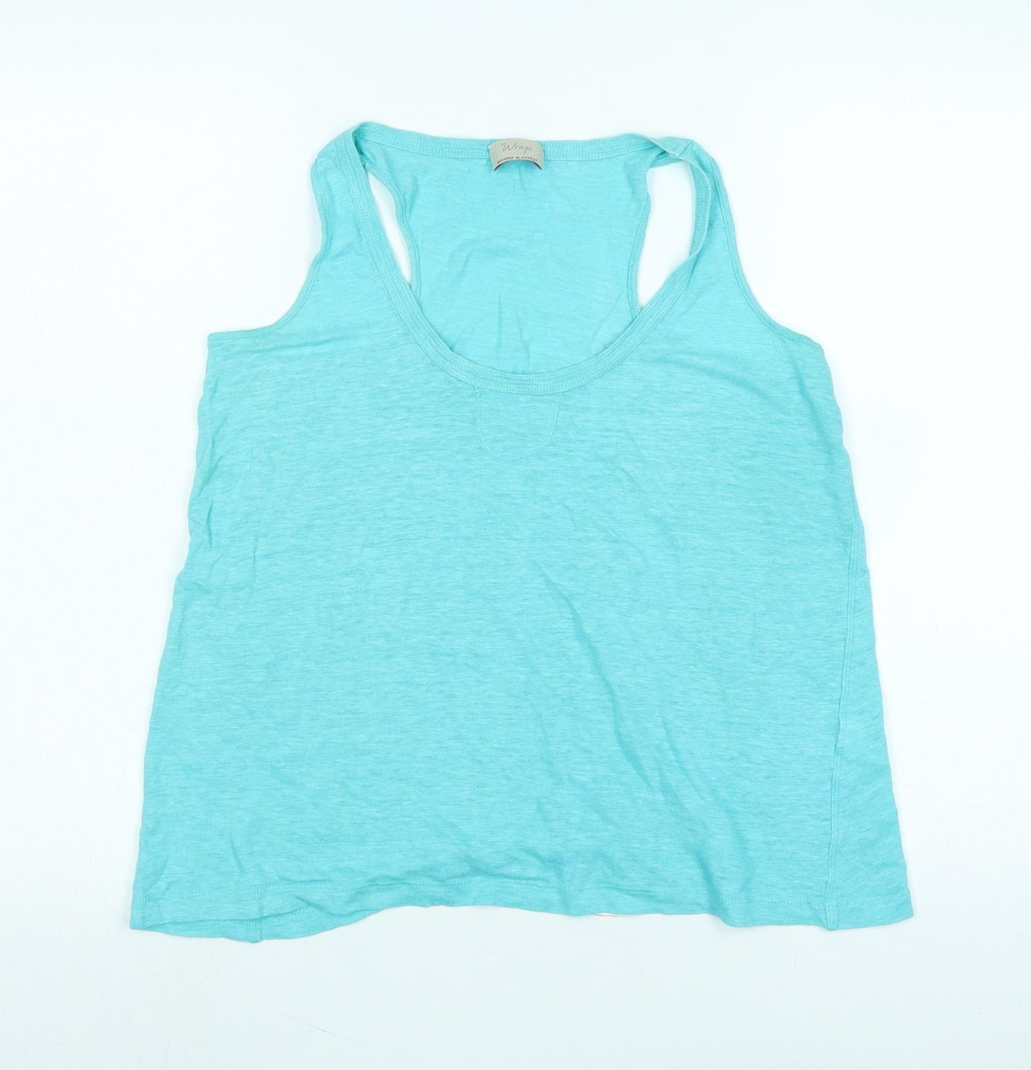 Wrap London Womens Blue Cotton Basic Tank Size 14 Scoop Neck - Logo