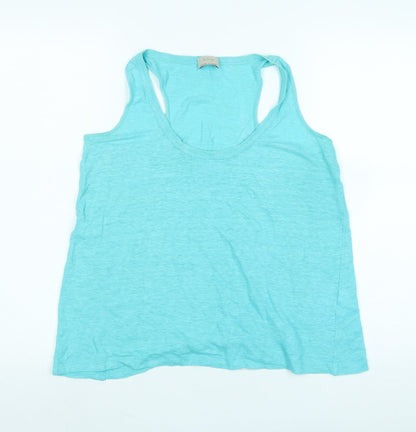Wrap London Womens Blue Cotton Basic Tank Size 14 Scoop Neck - Logo