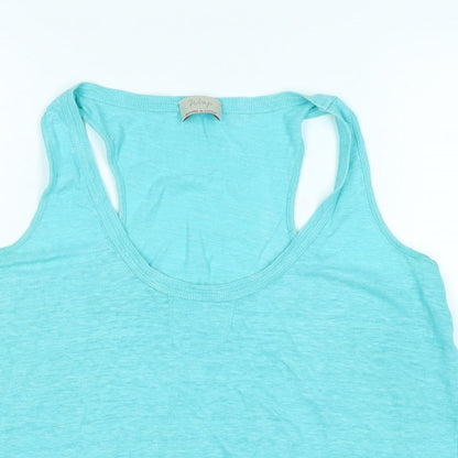 Wrap London Womens Blue Cotton Basic Tank Size 14 Scoop Neck - Logo