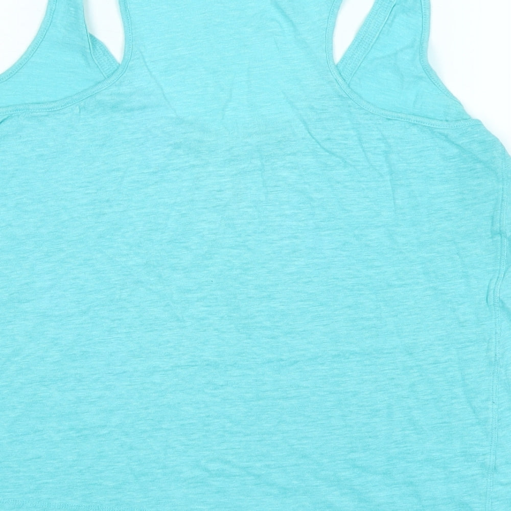 Wrap London Womens Blue Cotton Basic Tank Size 14 Scoop Neck - Logo