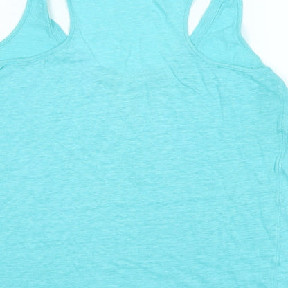Wrap London Womens Blue Cotton Basic Tank Size 14 Scoop Neck - Logo