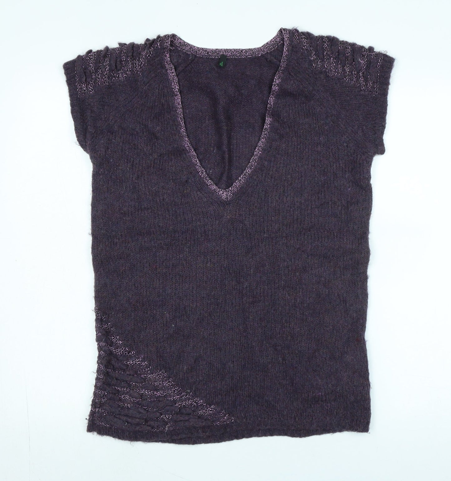 Womens UK Size M Stile Benetton Purple Vest Jumper