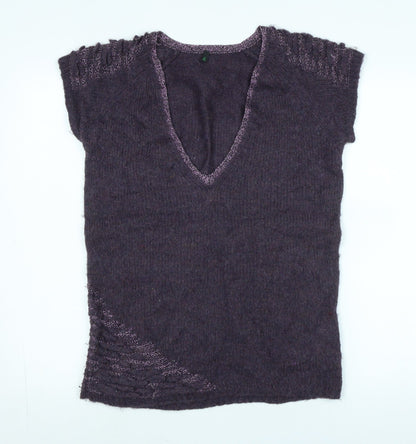 Womens UK Size M Stile Benetton Purple Vest Jumper