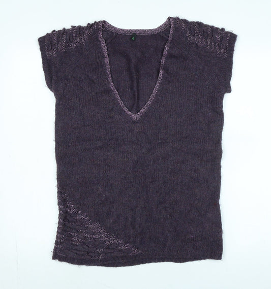 Womens UK Size M Stile Benetton Purple Vest Jumper