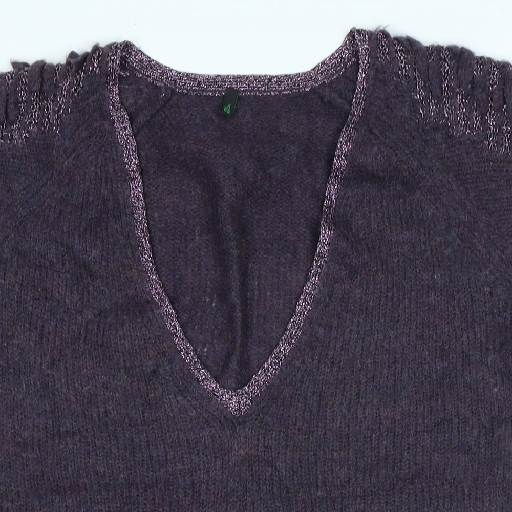 Womens UK Size M Stile Benetton Purple Vest Jumper
