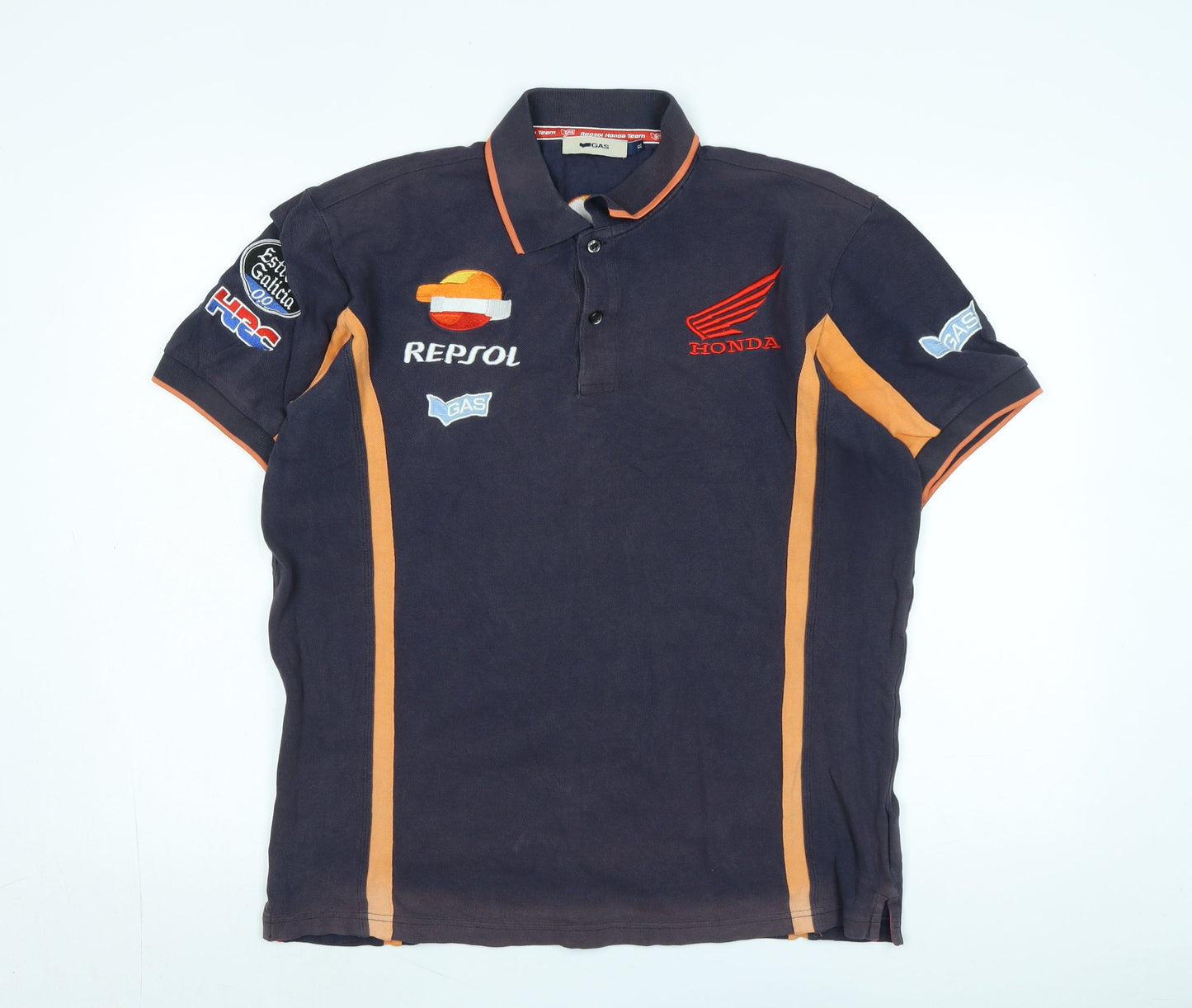 GAS Mens Blue Cotton Polo Size XL Collared - Logo