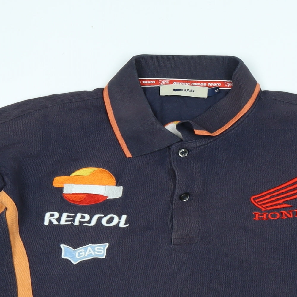 GAS Mens Blue Cotton Polo Size XL Collared - Logo