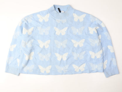 Womens UK Size 3XL Divided Blue Pullover Jumper