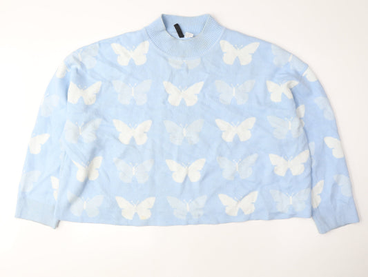 Womens UK Size 3XL Divided Blue Pullover Jumper