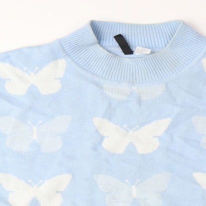 Womens UK Size 3XL Divided Blue Pullover Jumper