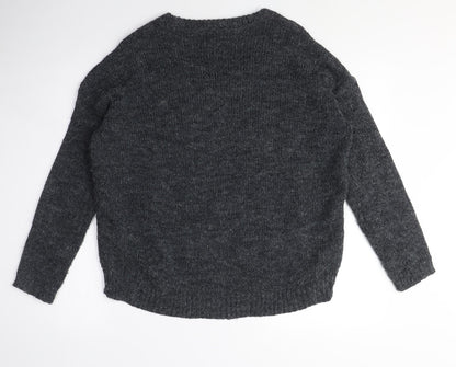 Womens UK Size S Derek Heart Grey Pullover Jumper