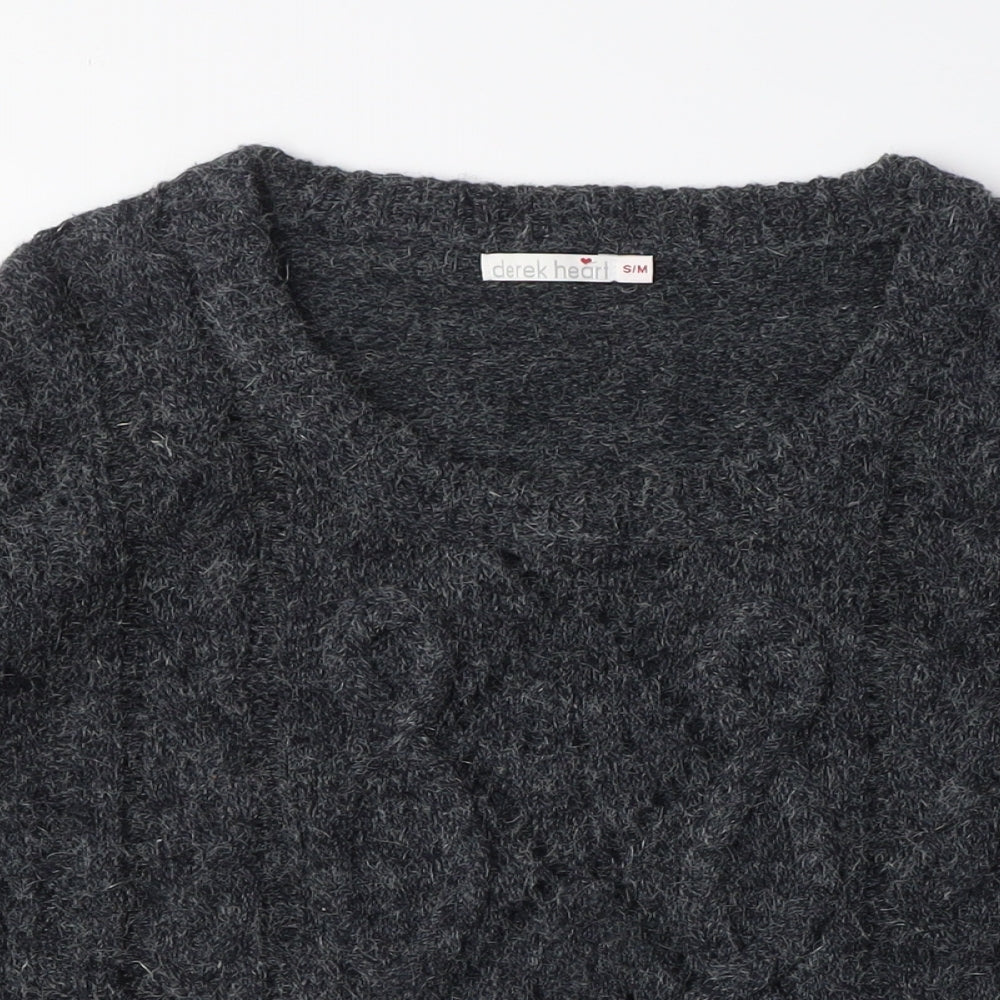 Womens UK Size S Derek Heart Grey Pullover Jumper