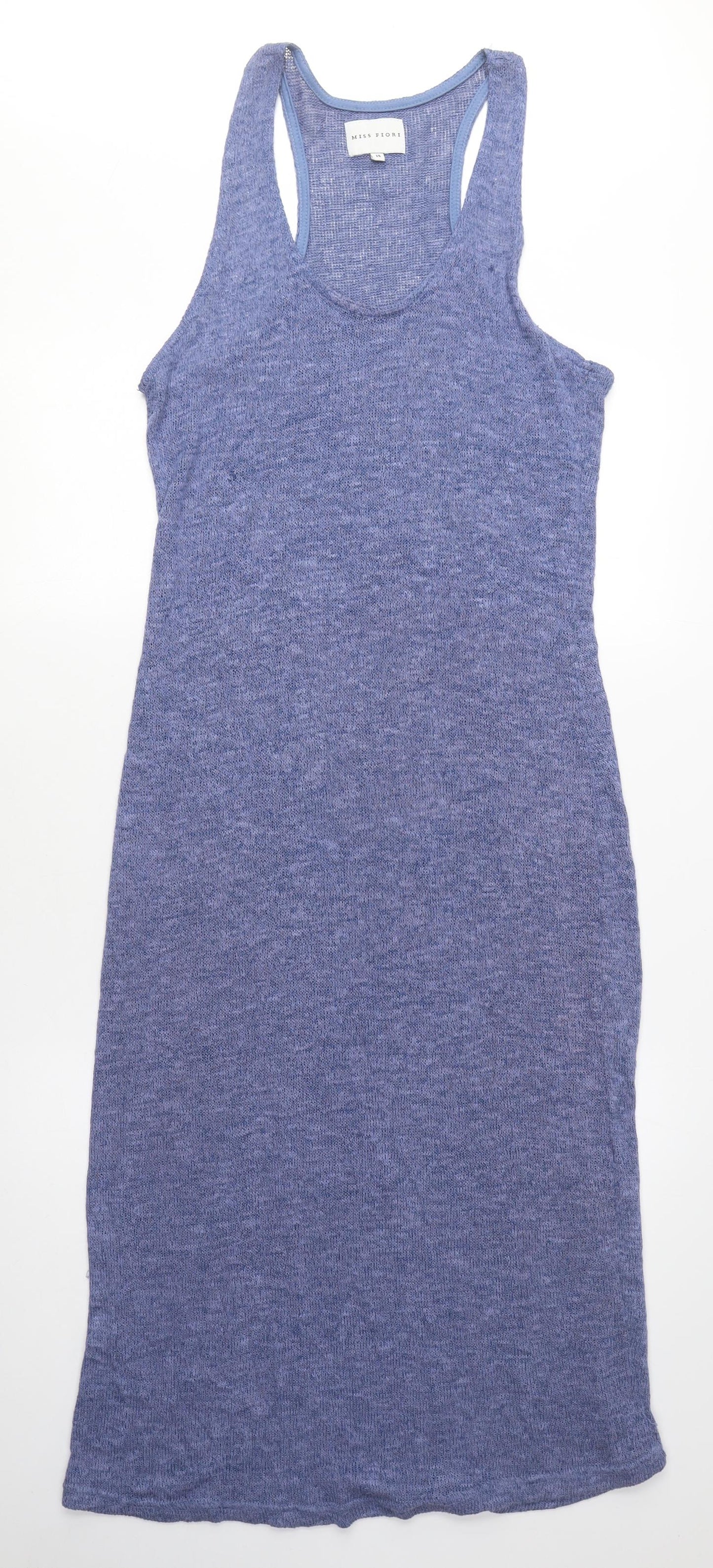 Miss Fiori Womens Blue Acrylic Bodycon Size 14 Scoop Neck