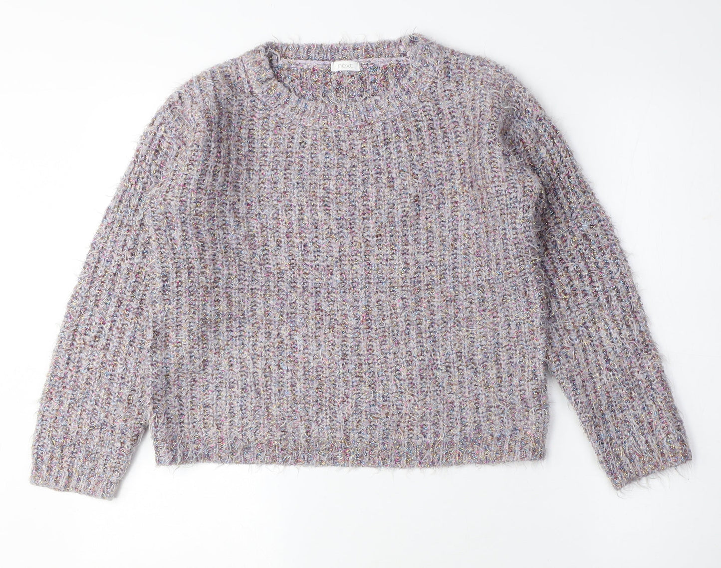 NEXT Girls Pink Crew Neck Nylon Pullover Jumper Size 11 Years - Sparkle