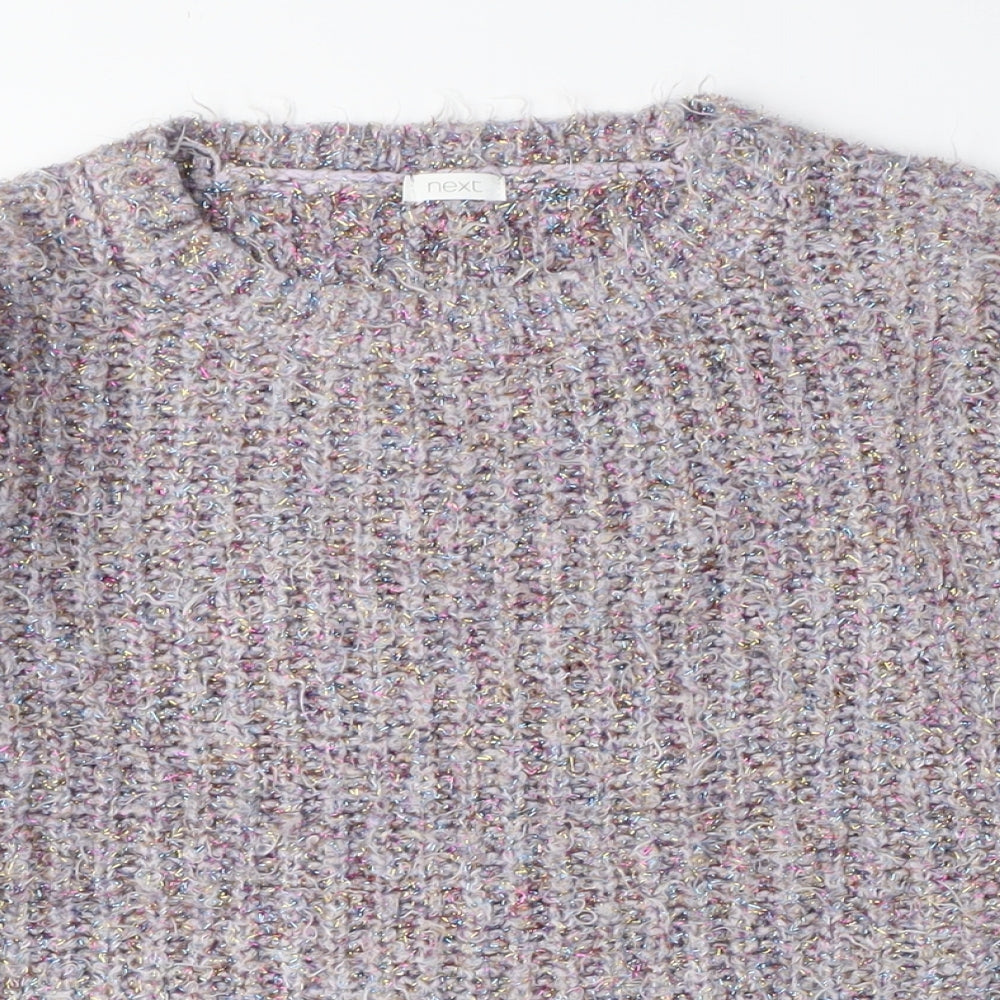 NEXT Girls Pink Crew Neck Nylon Pullover Jumper Size 11 Years - Sparkle