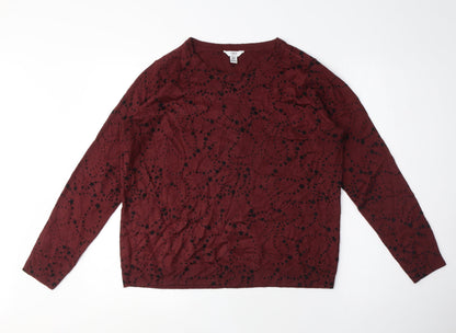 Womens UK Size 14 M&Co Red Pullover Jumper