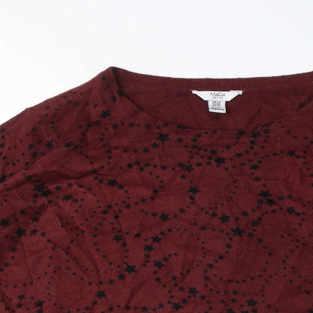 Womens UK Size 14 M&Co Red Pullover Jumper