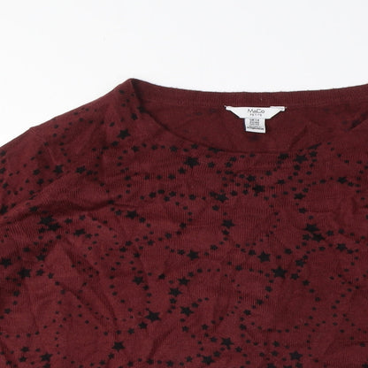 Womens UK Size 14 M&Co Red Pullover Jumper