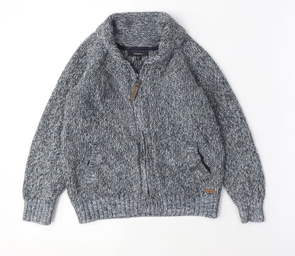 Autograph Boys Blue V-Neck Cotton Cardigan Jumper Size 6-7 Years Zip