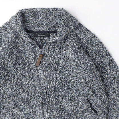 Autograph Boys Blue V-Neck Cotton Cardigan Jumper Size 6-7 Years Zip