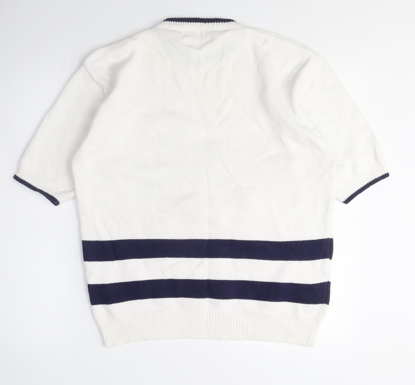 Commedeux Artistes Womens White Crew Neck Cotton Pullover Jumper Size M - Boat, Vintage