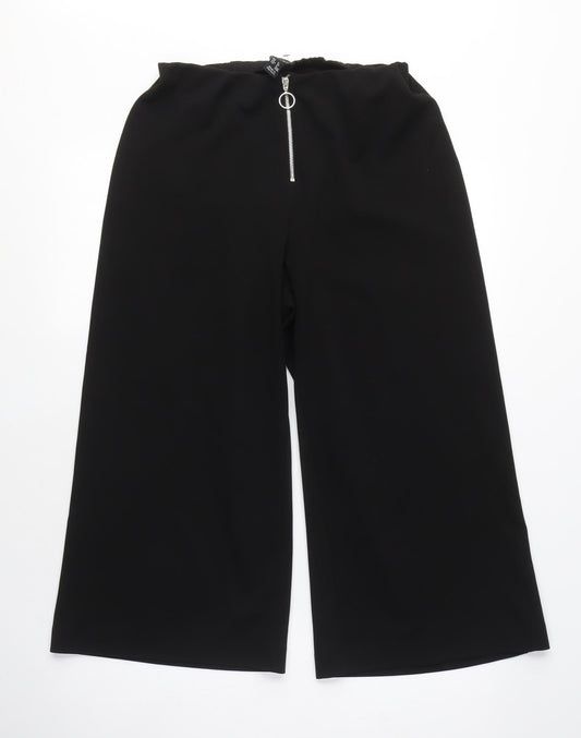 New Look Womens Black Polyester Capri Trousers Size 8 L20 in Regular Zip