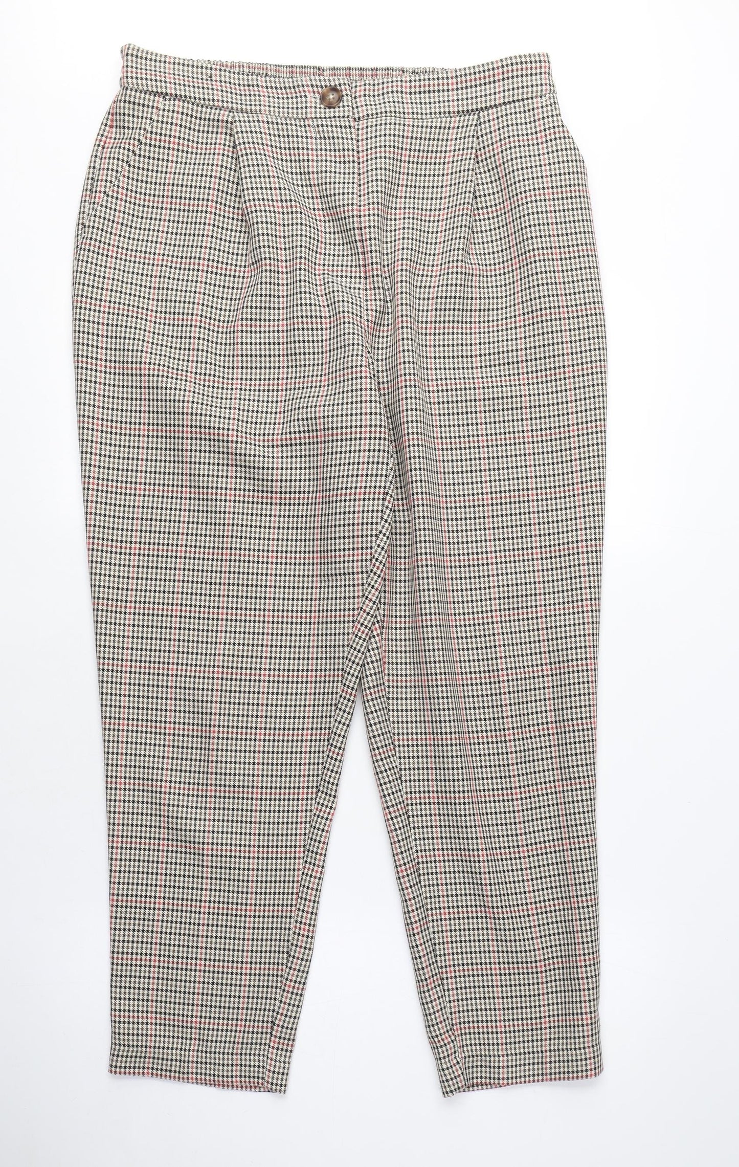 New Look Womens Beige Polyester Trousers Size 14 L27 in Regular Button