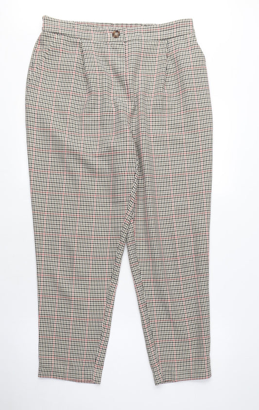 New Look Womens Beige Polyester Trousers Size 14 L27 in Regular Button