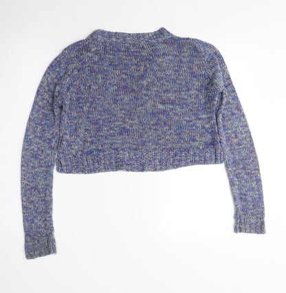 New Look Girls Blue Crew Neck Acrylic Pullover Jumper Size 12-13 Years - Cropped