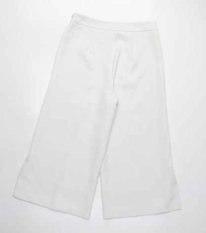 New Look Womens White Cotton Capri Trousers Size 10 L21 in Regular Zip - 3/4 length
