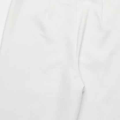 New Look Womens White Cotton Capri Trousers Size 10 L21 in Regular Zip - 3/4 length